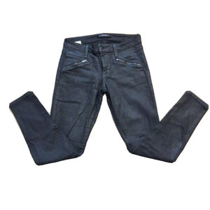 Joe's Jeans Coated Black Skinny Stretch Ankle Jeans Zip Pockets Women's Sz 26